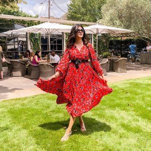 Red Flowered Maxi dress